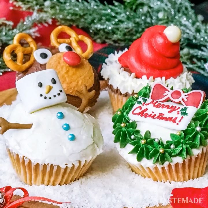 Tastemadejapan パーティで作ろ クリスマスカップケーキ4way スマホアプリはレシピを簡単に探せるよ ダウンロードはプロフィールのurlをクリック 材料 Ciao Nihon