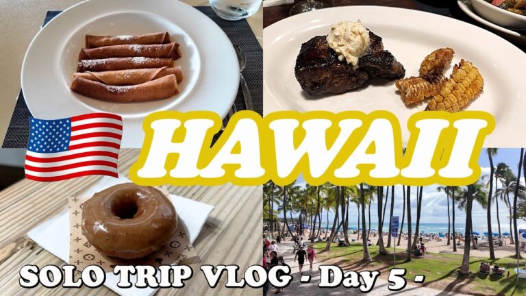 【ハワイ女ひとり旅Vlog5日目】高級リゾートカハラホテルでパンケーキモーニング♪／夜はご褒美ステーキ♡／やり残したことをできる限りやる日！